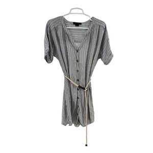 Sanctuary Black White Striped Mini button front shirt Dress S neutral casual